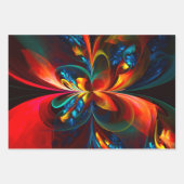 フローラモダン抽象芸術アートオレンジブルーパターン#14 ラッピングペーパーシート (正面)