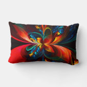 フローラモダン抽象芸術アートオレンジブルーパターン#14 ランバークッション (裏面)