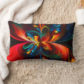 フローラモダン抽象芸術アートオレンジブルーパターン#14 ランバークッション (ブランケット)