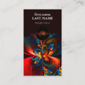 フローラモダン抽象芸術アートオレンジブルーパターン#14 名刺 (正面)