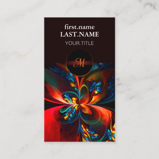 フローラモダン抽象芸術アートオレンジブルーパターン#14 名刺 (正面)