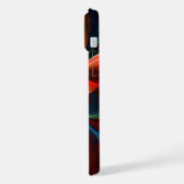 フローラモダン抽象芸術アートオレンジブルーパターン#14 iPhoneケース (左側面)