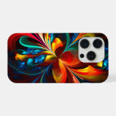 フローラモダン抽象芸術アートオレンジブルーパターン#14 iPhoneケース (裏面横)