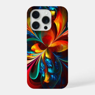 フローラモダン抽象芸術アートオレンジブルーパターン#14 iPhone 15 PROケース