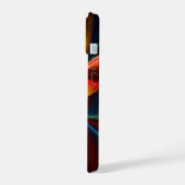 フローラモダン抽象芸術アートオレンジブルーパターン#14 iPhone 15ケース (左側面)