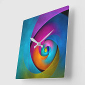 フローラモダン抽象芸術アートピンクブルーパターン#17 スクエア壁時計 (傾斜)