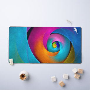フローラモダン抽象芸術アートピンクブルーパターン#17 デスクマット