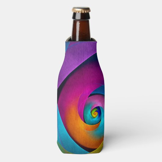 フローラモダン抽象芸術アートピンクブルーパターン#17 ボトルクーラー (ボトル正面)