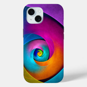 フローラモダン抽象芸術アートピンクブルーパターン#17 iPhone 15ケース