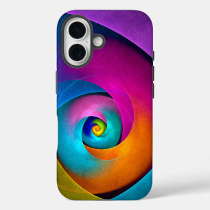 フローラモダン抽象芸術アートピンクブルーパターン#17 iPhone 16ケース