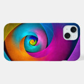 フローラモダン抽象芸術アートピンクブルーパターン#17 iPhoneケース (裏面横)