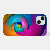 フローラモダン抽象芸術アートピンクブルーパターン#17 iPhone 15ケース (裏面横)