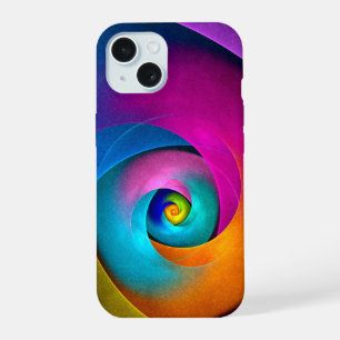 フローラモダン抽象芸術アートピンクブルーパターン#17 iPhone 15ケース