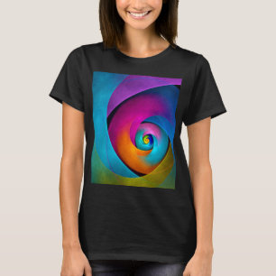 フローラモダン抽象芸術アートピンクブルーパターン#17 Tシャツ