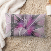 フローラモダン抽象芸術アートフラワーピンクグレー名 ランバークッション (ブランケット)