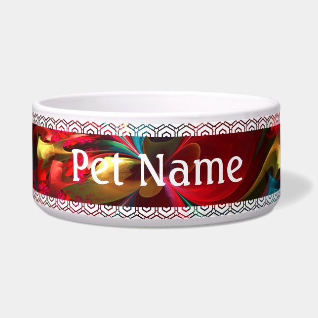 フローラモダン抽象芸術アートレッドグリーンパターン#11 ボウル (正面)