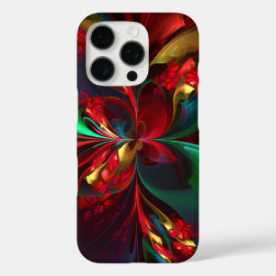 フローラモダン抽象芸術アートレッドグリーンパターン#11 iPhone 16 PROケース