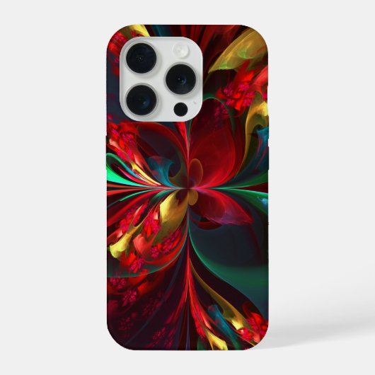 フローラモダン抽象芸術アートレッドグリーンパターン#11 iPhoneケース (裏面)
