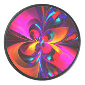 フローラモダン抽象芸術アートレッドブルーパターン#07 アイスホッケーパック (正面)