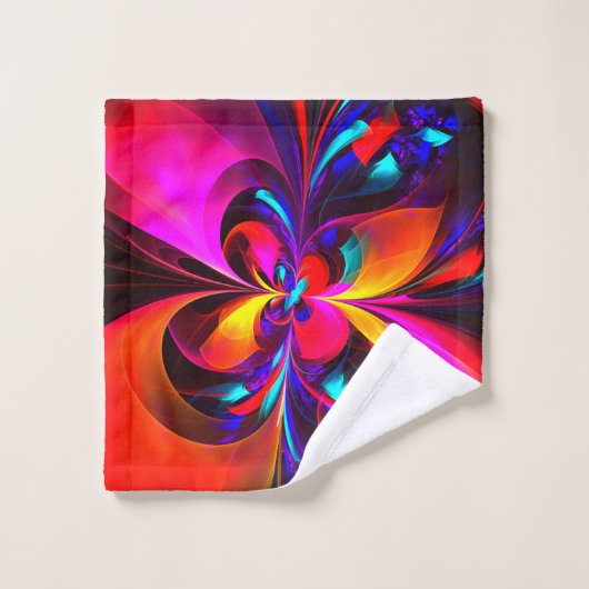 フローラモダン抽象芸術アートレッドブルーパターン#07 ウォッシュタオル (ウォッシュタオル)