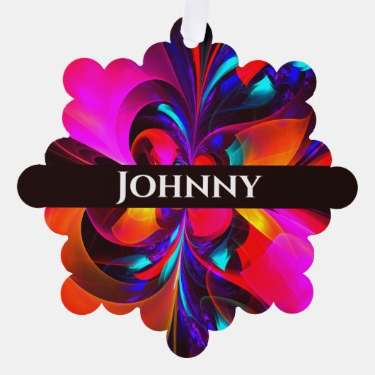 フローラモダン抽象芸術アートレッドブルーパターン#07 オーナメントカード (正面)