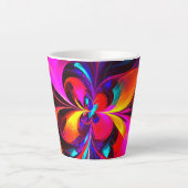 フローラモダン抽象芸術アートレッドブルーパターン#07 カフェラテマグ (正面)