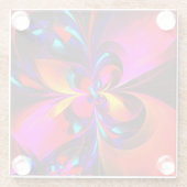 フローラモダン抽象芸術アートレッドブルーパターン#07 ガラスコースター (裏面)