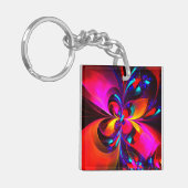 フローラモダン抽象芸術アートレッドブルーパターン#07 キーホルダー (正面左)