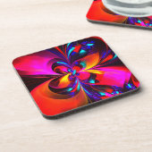 フローラモダン抽象芸術アートレッドブルーパターン#07 コースター (左側)