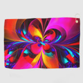 フローラモダン抽象芸術アートレッドブルーパターン#07 ゴルフタオル (横)