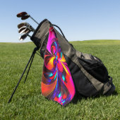 フローラモダン抽象芸術アートレッドブルーパターン#07 ゴルフタオル (グリーン)