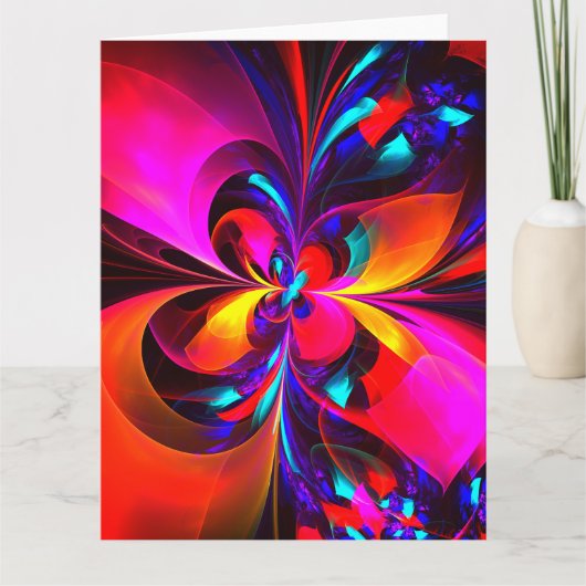 フローラモダン抽象芸術アートレッドブルーパターン#07 サンキューカード (正面)