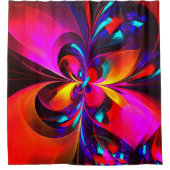 フローラモダン抽象芸術アートレッドブルーパターン#07 シャワーカーテン (正面)