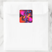 フローラモダン抽象芸術アートレッドブルーパターン#07 スクエアシール (バッグ)