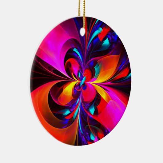 フローラモダン抽象芸術アートレッドブルーパターン#07 セラミックオーナメント (右)