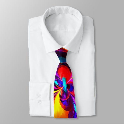 フローラモダン抽象芸術アートレッドブルーパターン#07 ネクタイ (タイ)