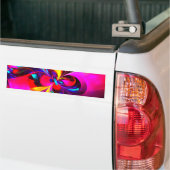 フローラモダン抽象芸術アートレッドブルーパターン#07 バンパーステッカー (トラック上)