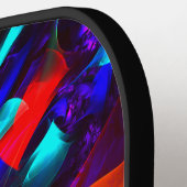 フローラモダン抽象芸術アートレッドブルーパターン#07 ピックルボールラケット (左詳細)