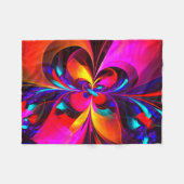 フローラモダン抽象芸術アートレッドブルーパターン#07 フリースブランケット (正面(横))