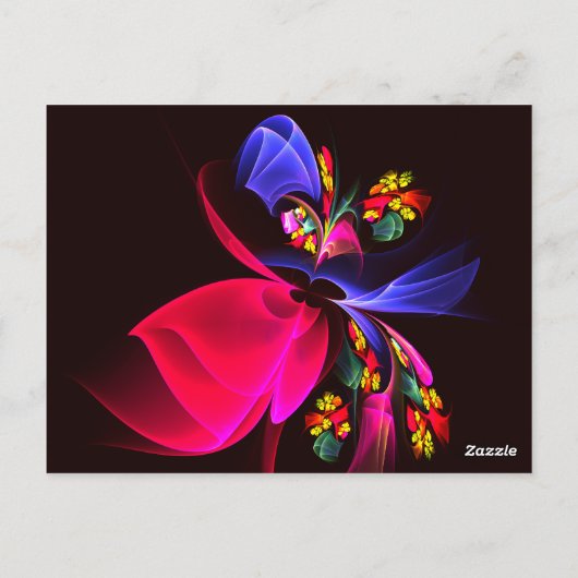 フローラモダン抽象芸術アートレッドブルーパターン#07 ポストカード (裏面)