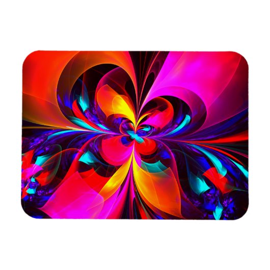 フローラモダン抽象芸術アートレッドブルーパターン#07 マグネット (横)