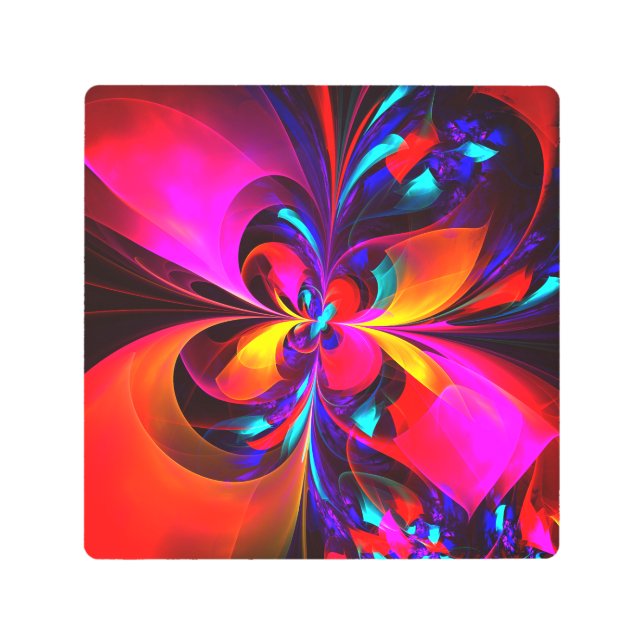 フローラモダン抽象芸術アートレッドブルーパターン#07 メタルプリント (正面)