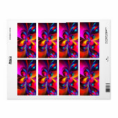 フローラモダン抽象芸術アートレッドブルーパターン#07 ラベル (フルシート)