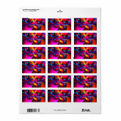 フローラモダン抽象芸術アートレッドブルーパターン#07 ラベル (フルシート)