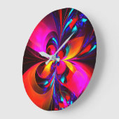 フローラモダン抽象芸術アートレッドブルーパターン#07 ラージ壁時計 (傾斜)