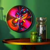 フローラモダン抽象芸術アートレッドブルーパターン#07 ラージ壁時計