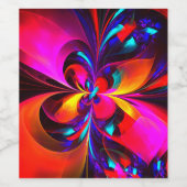 フローラモダン抽象芸術アートレッドブルーパターン#07 ワインラベル (シングルラベル)