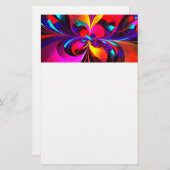 フローラモダン抽象芸術アートレッドブルーパターン#07 便箋 (正面/裏面)