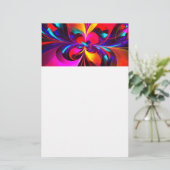 フローラモダン抽象芸術アートレッドブルーパターン#07 便箋 (スタンド正面)