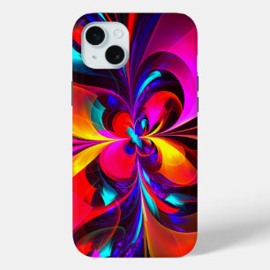 フローラモダン抽象芸術アートレッドブルーパターン#07 iPhone 15 MINIケース